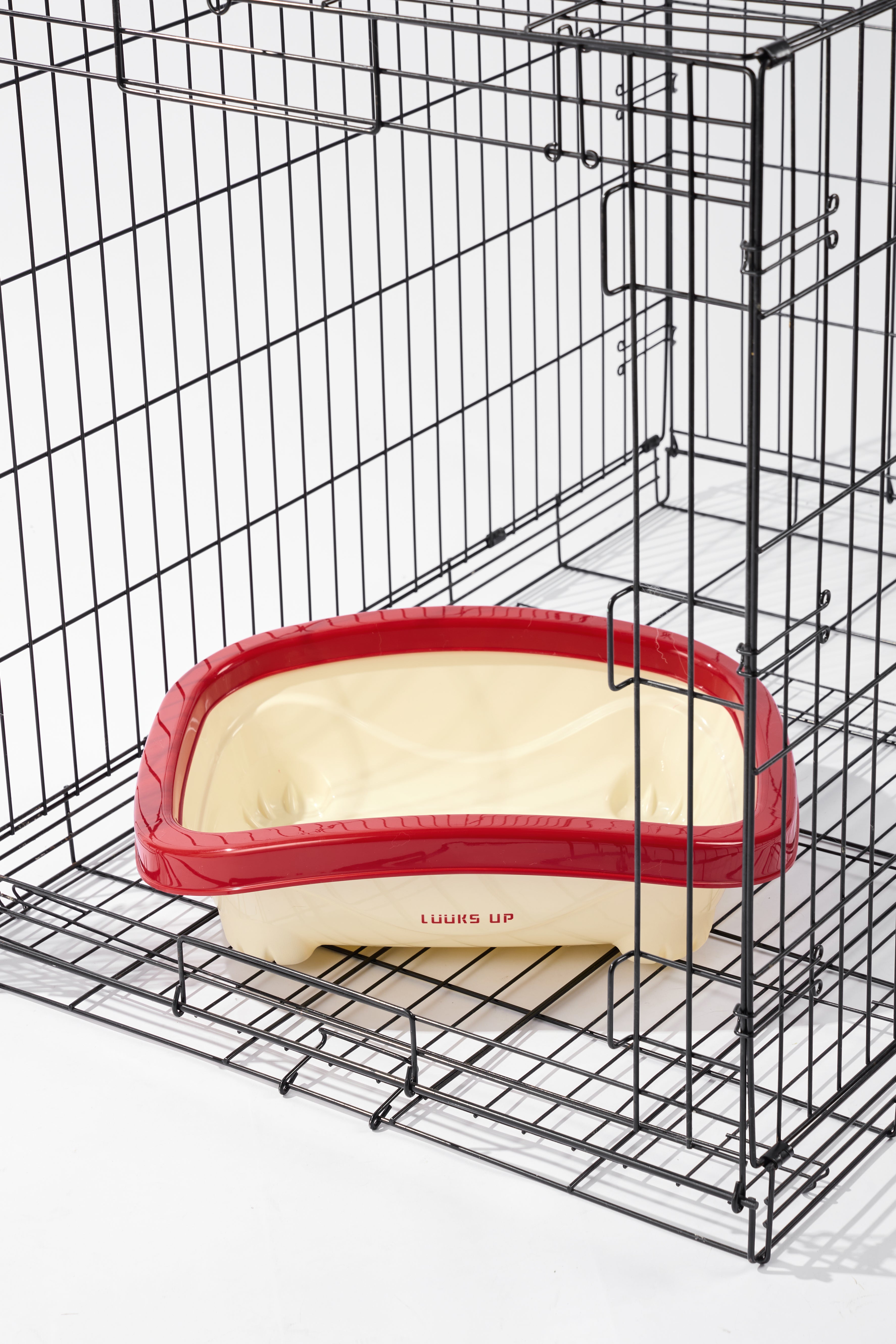 Portable Cat Litter Box Three-Piece Set - Red White