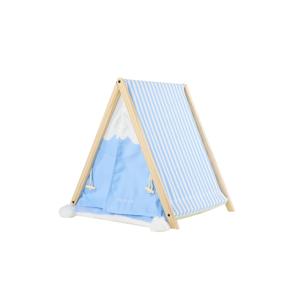 Cat Tent - Blue & White